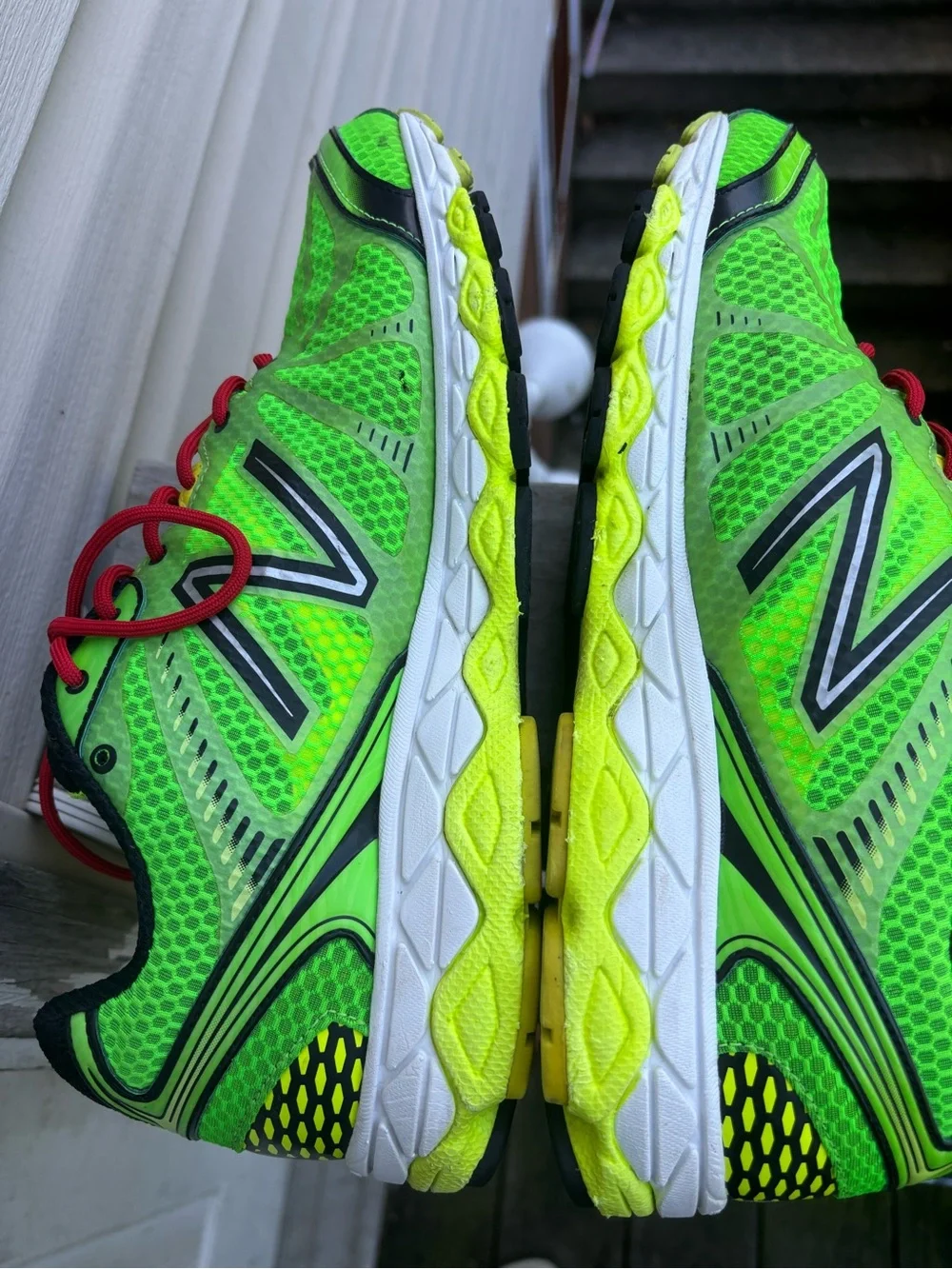 New Balance Neon Green Sneakers with Red Laces